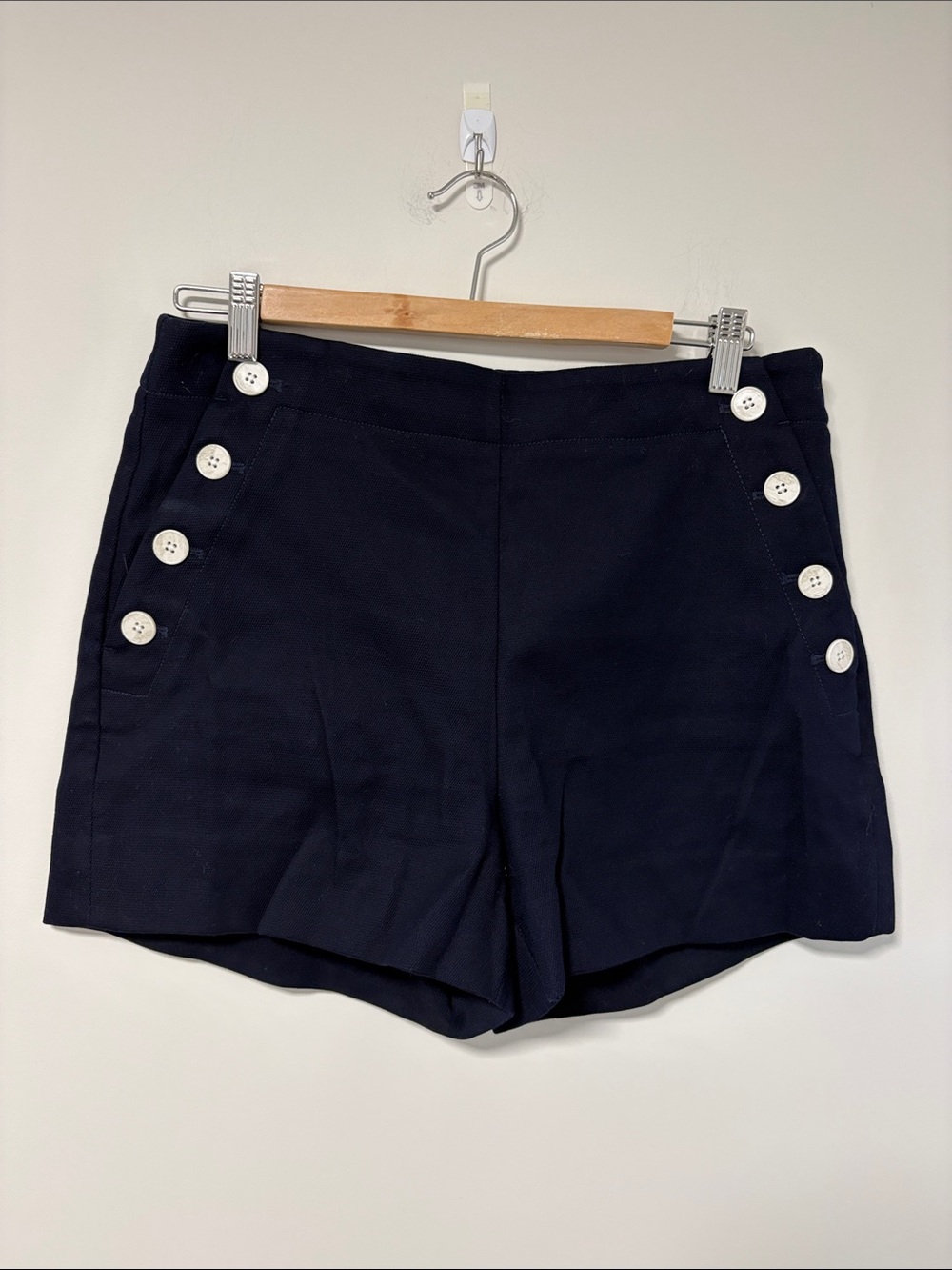 Banana Republic Navy High-Waist Button Accent Shorts